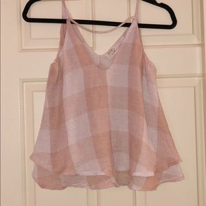 Vintage Havana plaid pink ruffle tank!
